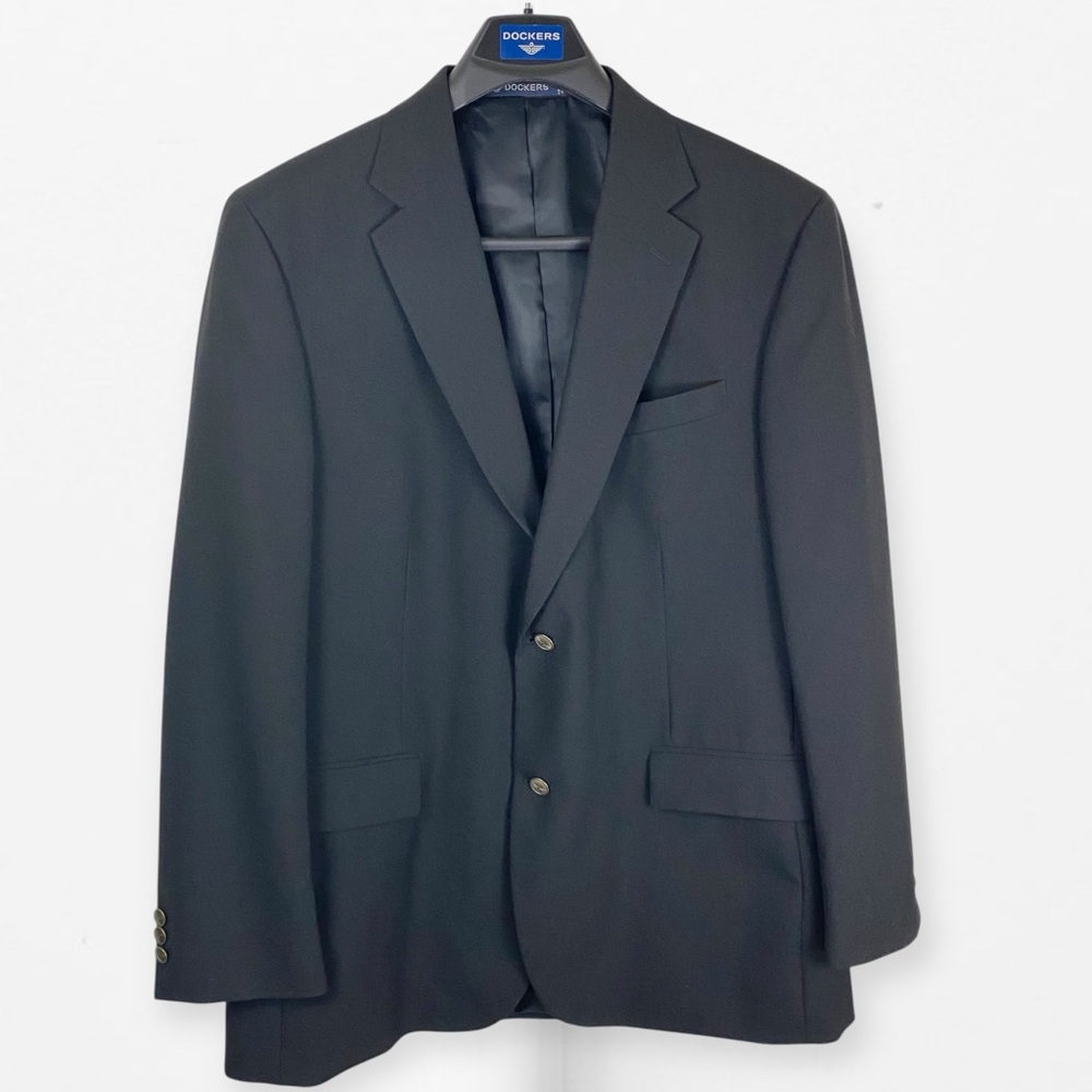 Dockers Black Sport Coat Blazer Suit Jacket Classic Fit Long Men’s 44 L